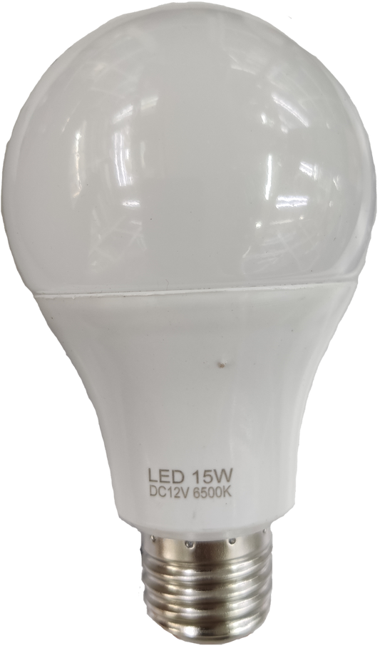 LED Bulb 12V DC 15W E27 Daylight ( needs Battery to light up)