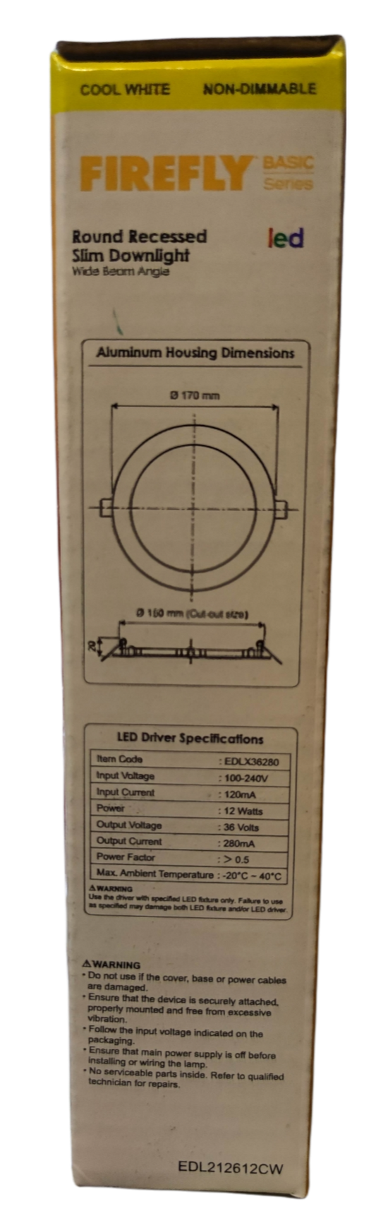 Firefly 12W LED Round Recessed Slim Downlight Cool White 220V
