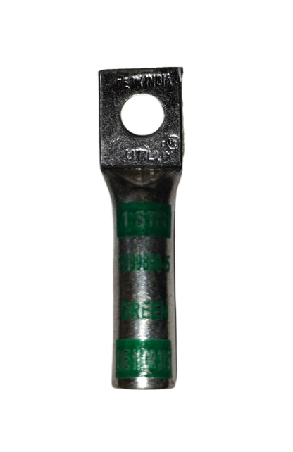 Utilux 38mm Wire Size 1099899-5 Terminal Lugs metal electrical connector with hole on black background