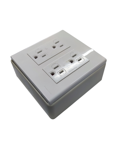 Panasonic 4 Gang Flat Pin Outlet with Ground 16A 220V WEG6806+(2XWEG1512-5)+Utility Box