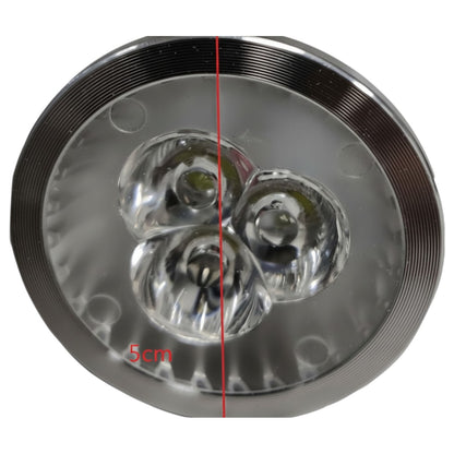 Circular light fixture with three LED lights and a measurement of 5cm on a white background.