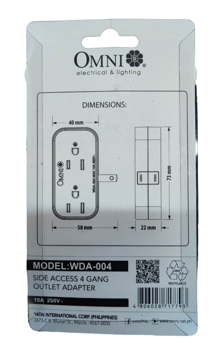 Omni 4 Gang Outlet Adaptor 10A 250V WDA-004