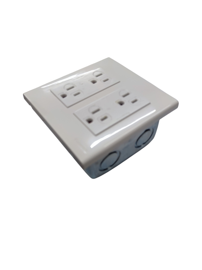 Panasonic 4 Gang Flat Pin Outlet with Ground 16A 220V WEG6806+(2XWEG1512-5)+Utility Box