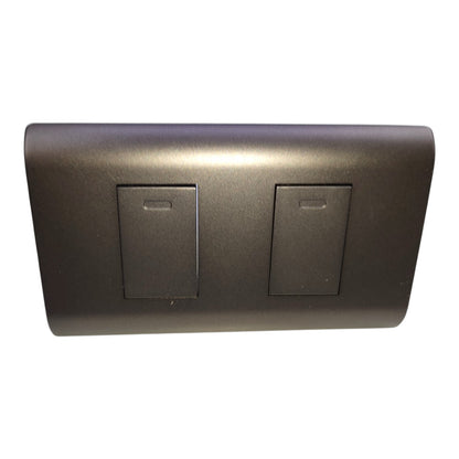 Royu 2 Gang 3 Way Switch 15A 220V with Plate Cover Dark Gray PLANO Series (RMP2/DG)/(RMS3/DG-2PCS)