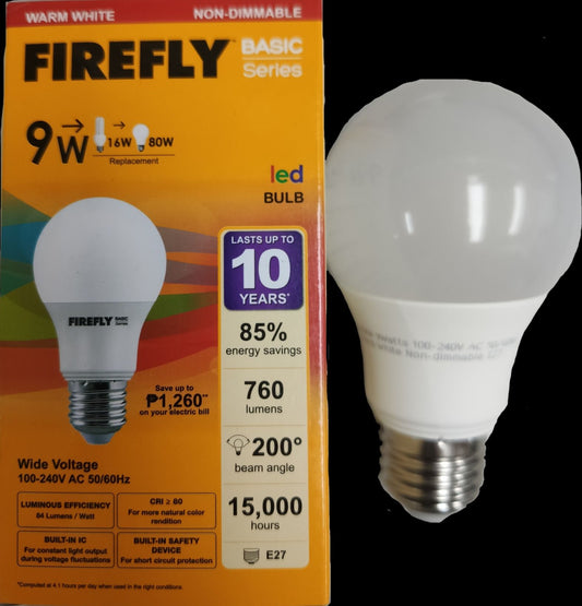 Firefly 9W LED Bulb E27 220V Warm White