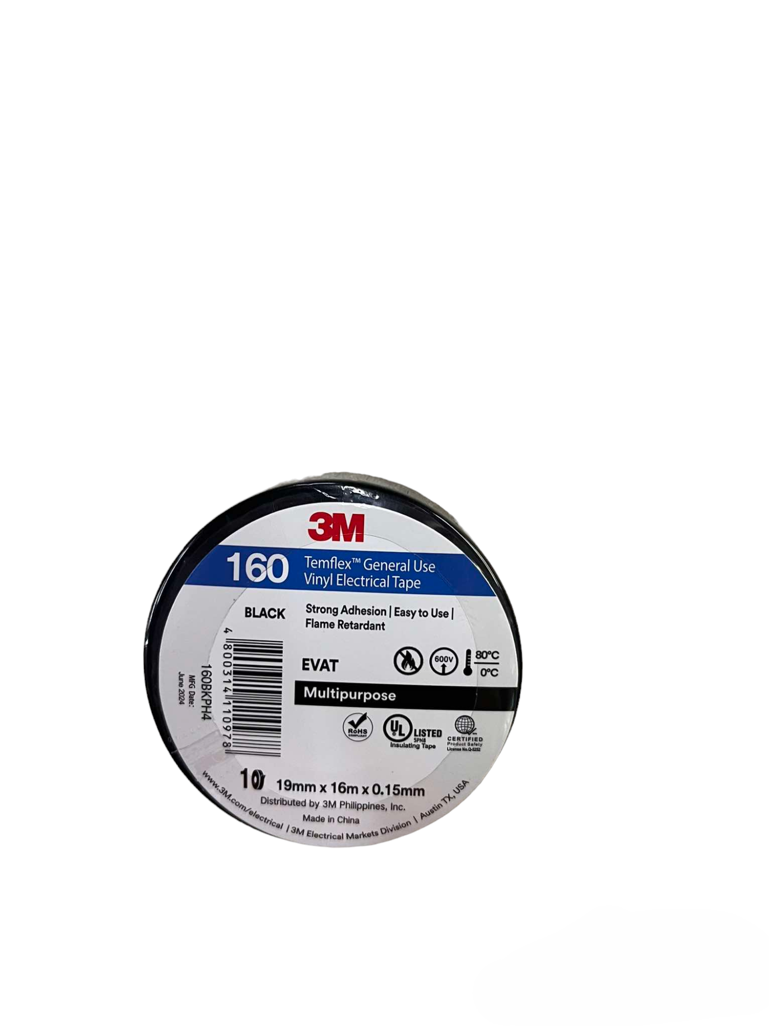 3M 160 black flame retardant electrical tape for general use and strong adhesion