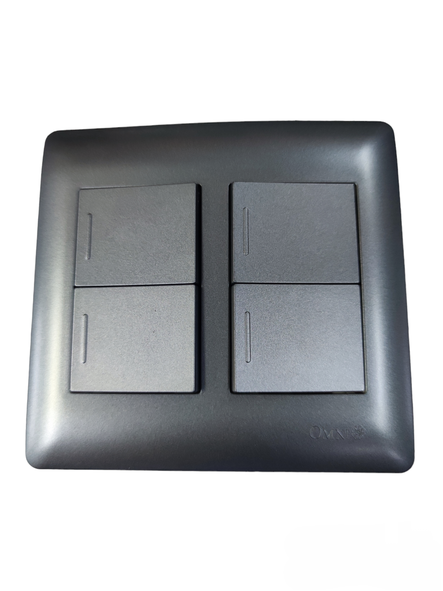 Omni black 4 Gang 1 Way Switch 16A 250V electrical wall switch with four rocker buttons