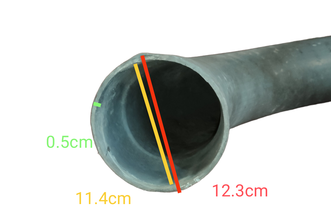 4 inch PVC elbow gray 5mm pipe accessory showing diameter and wall thickness measurements