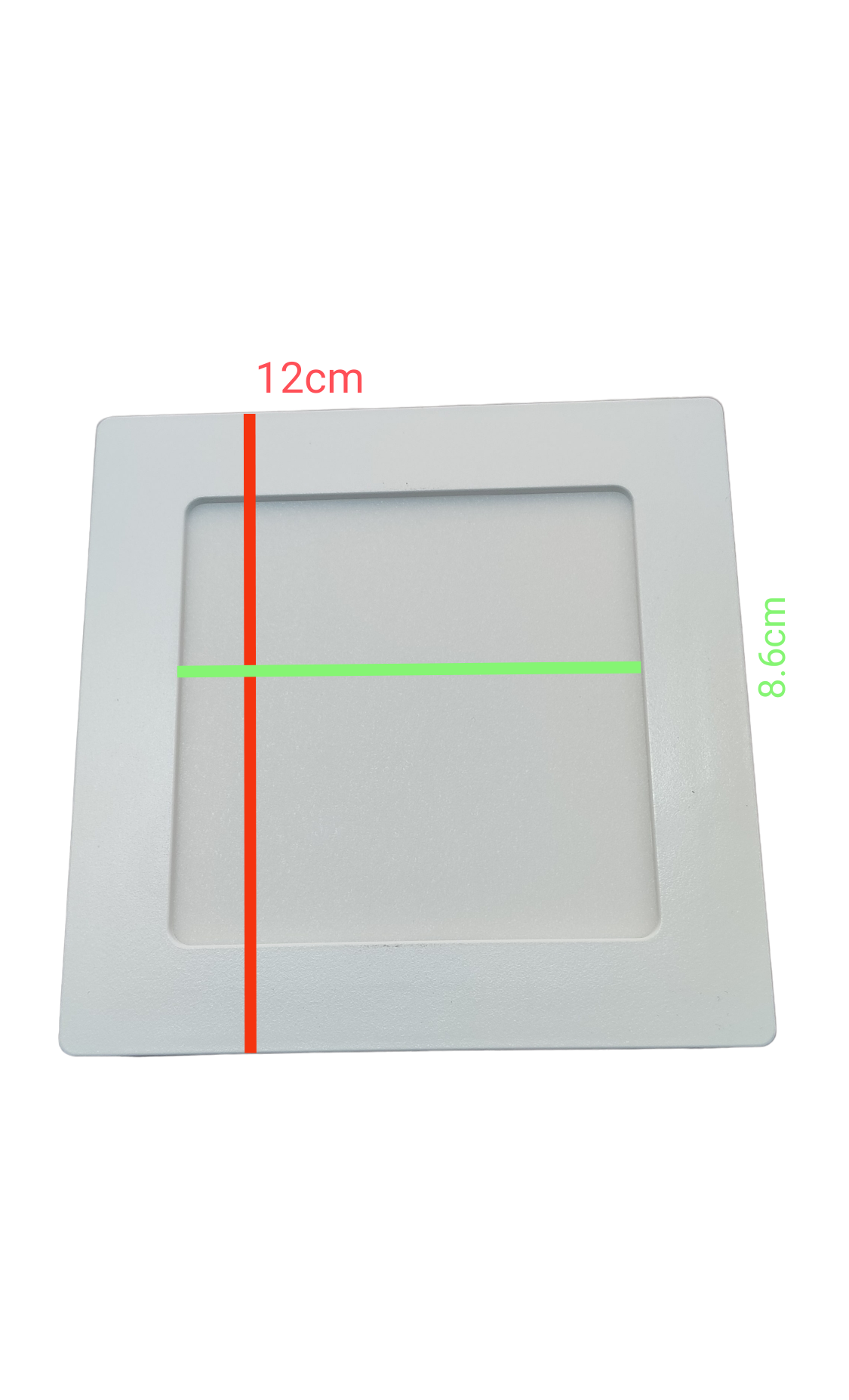 Ecolum 4 inch square 6W LED downlight 220V in sleek white design with precise dimensions