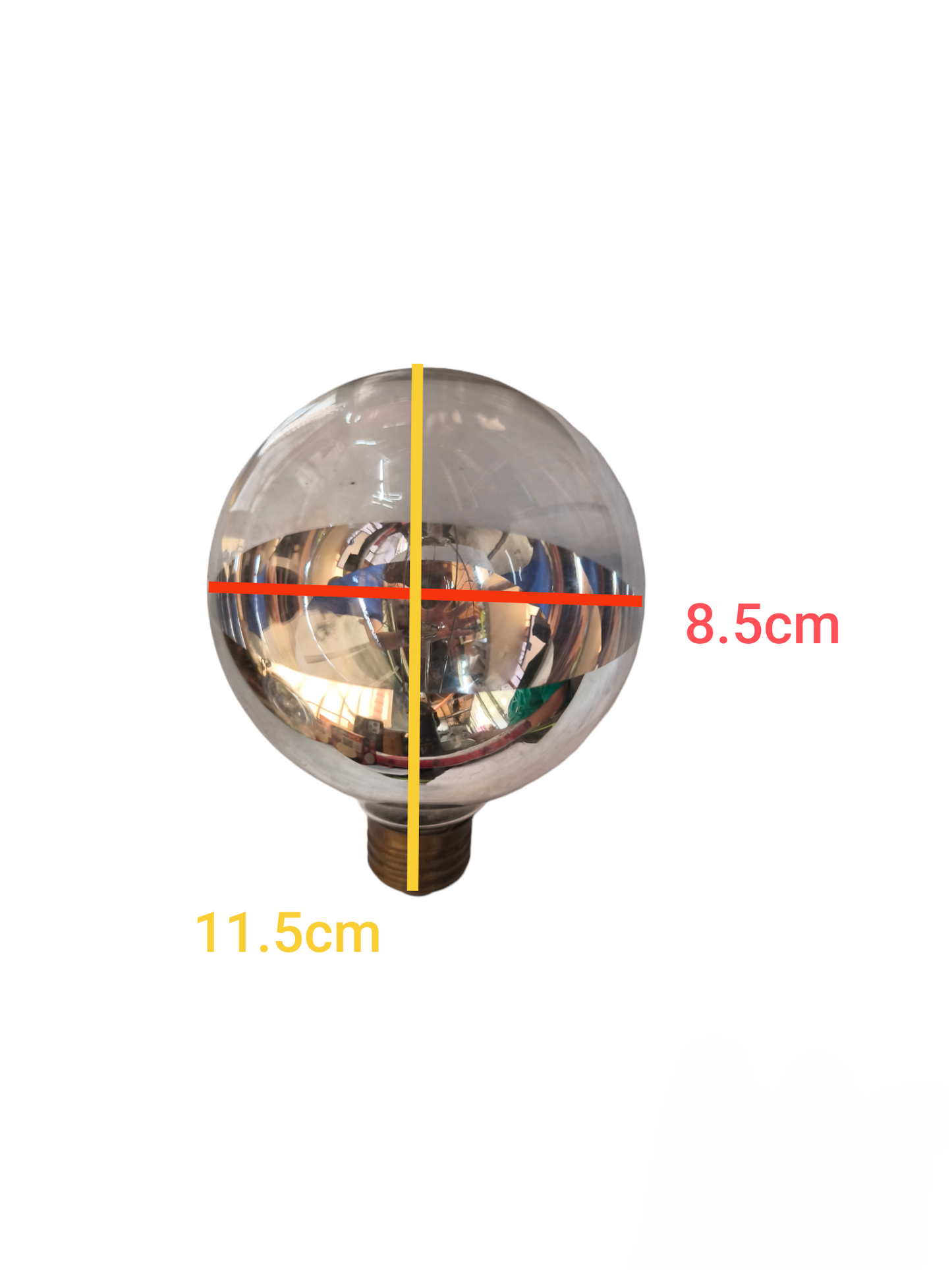 Chiyoda 40W Reflector Bulb Bottom Reflection with measurements showing 8.5cm and 11.5cm dimensions