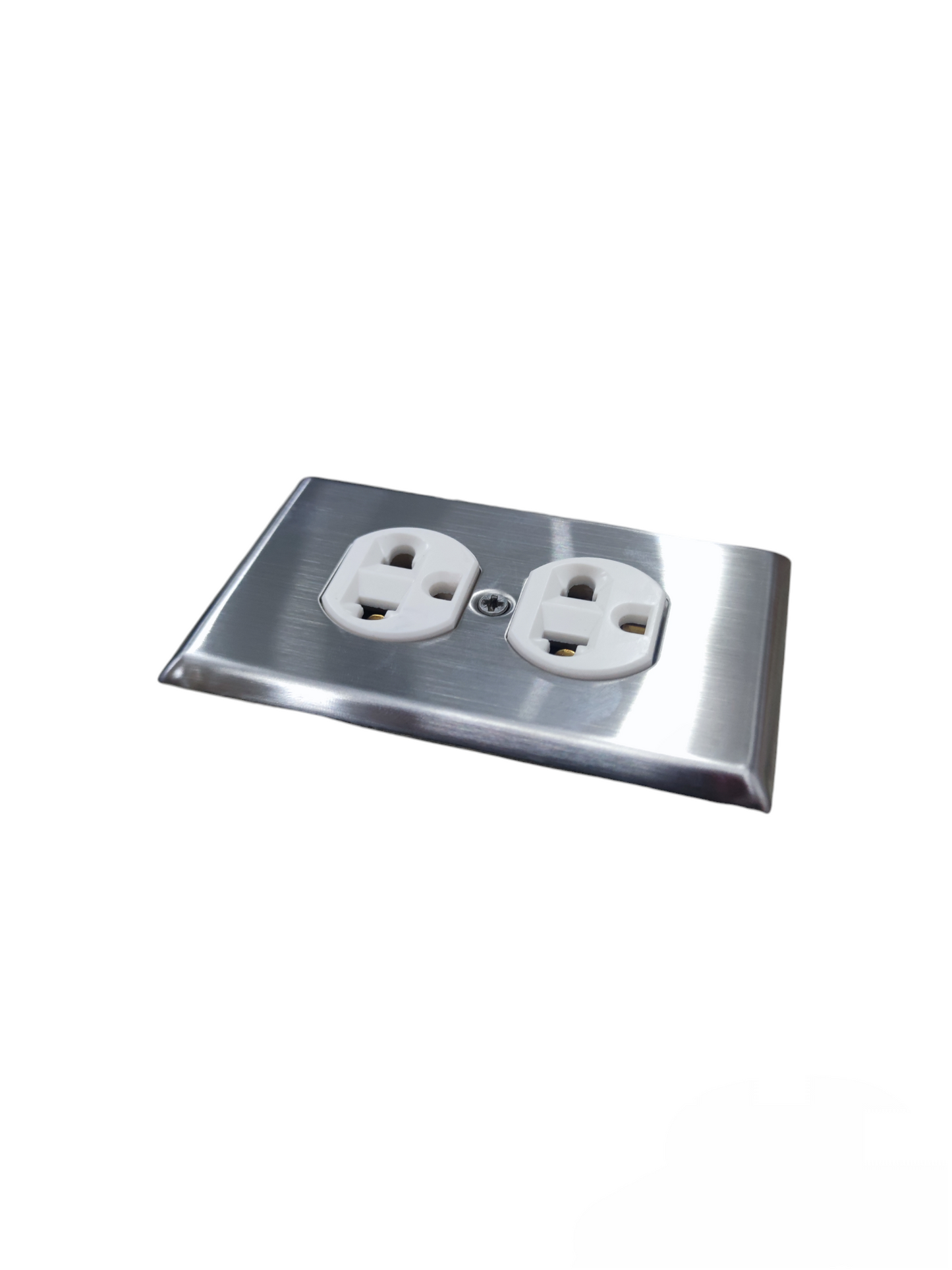 Eagle Duplex Universal Outlet with Ground and Stainless Plate Cover 15A 220V CAT828C/CAT132SSP