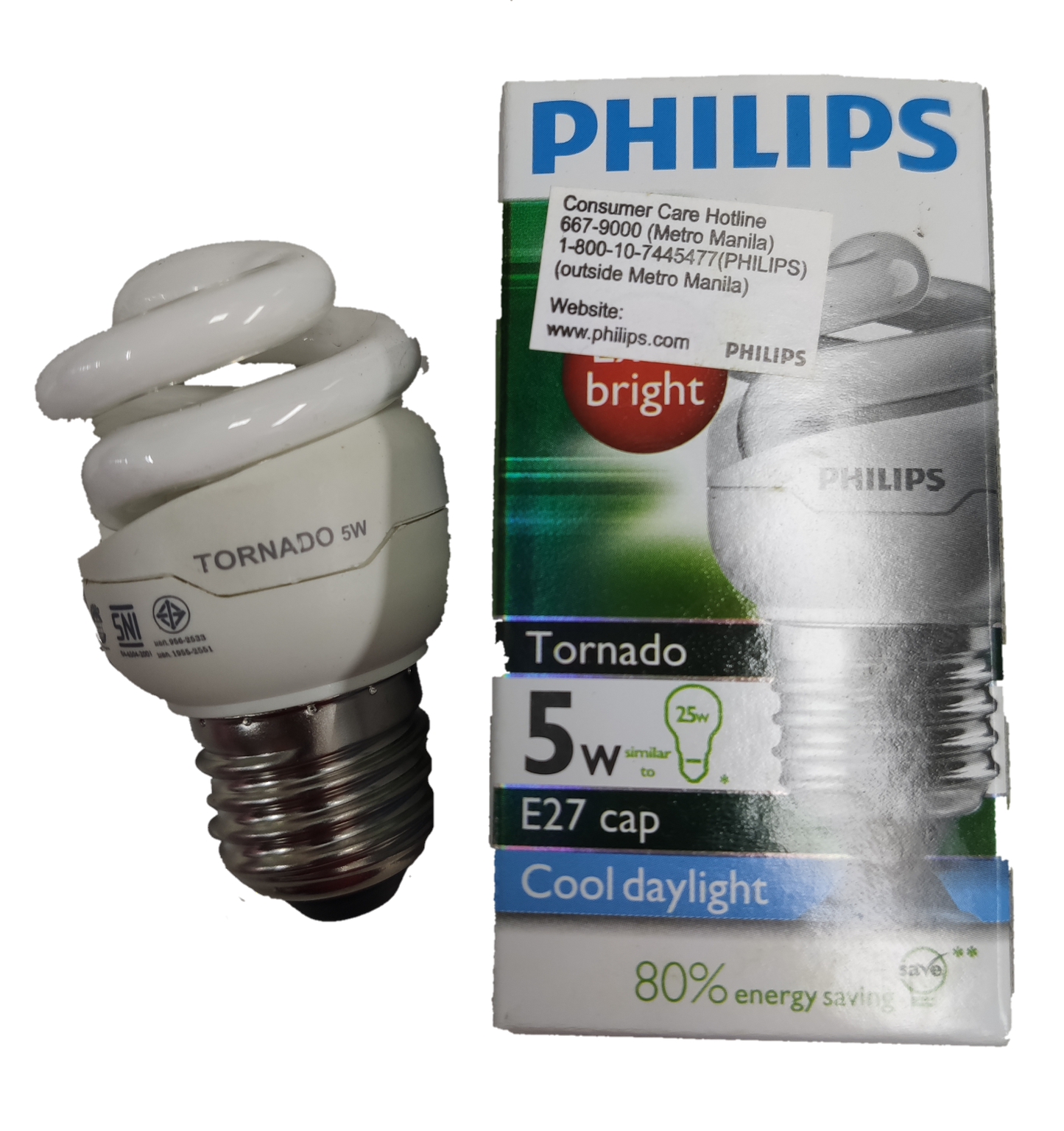 Philips 5W CFL E27 220V Spiral Tornado Daylight