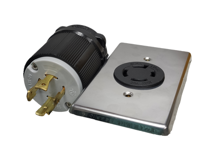Grippes 20A Twist Lock Outlet with Plate and Plug Type 3P+E (4P) 250V (NEMA L15) WJ6421B and 9221 and BL1520P