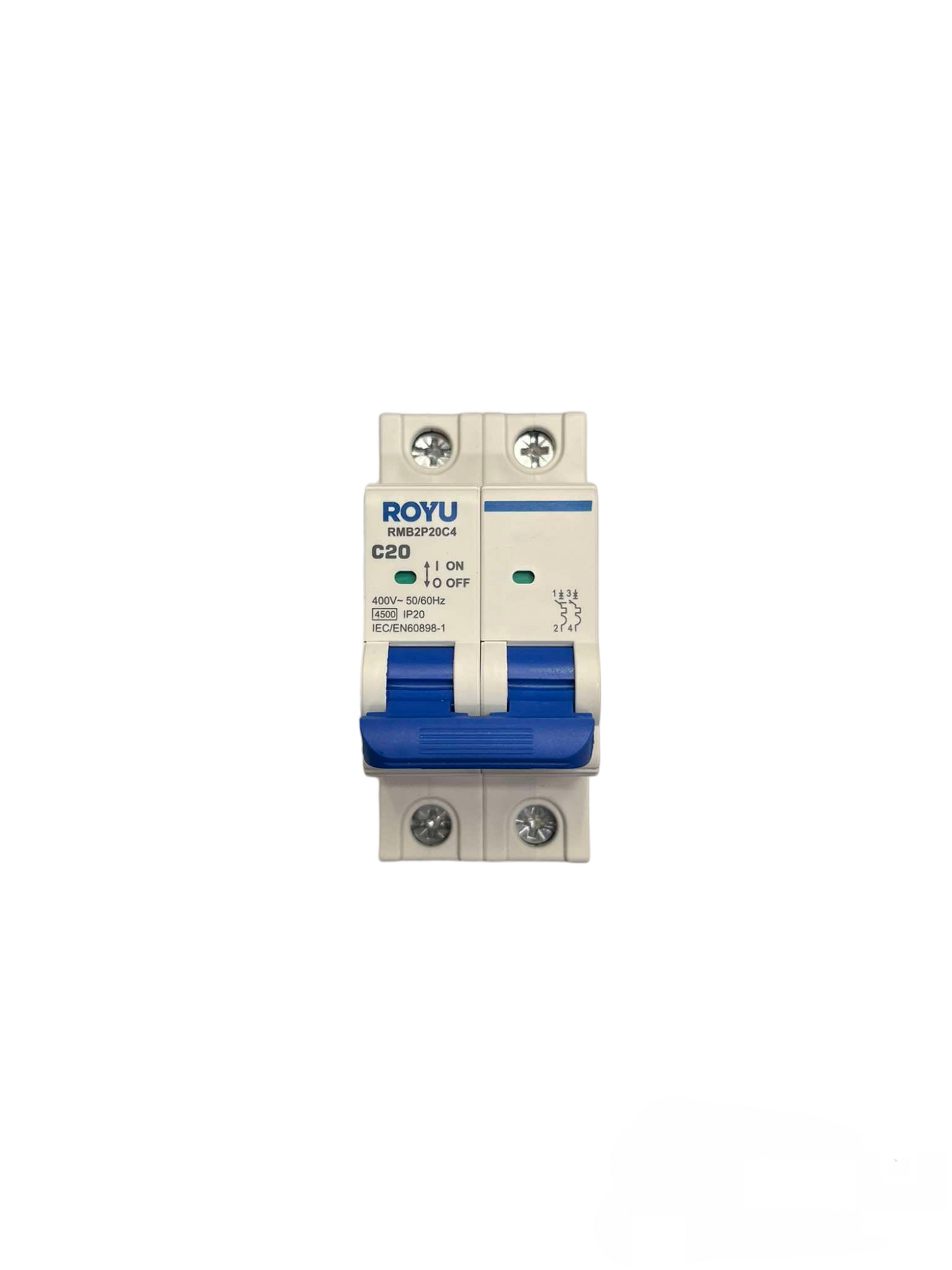 Royu 20A 2 Pole Miniature Circuit Breaker 4.5KAIC 220V RMB2P20C4
