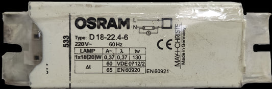 May & Chirstie 20W Magnetic Ballast Osram, 1x18W Magnetic Ballast, 18W Ballast