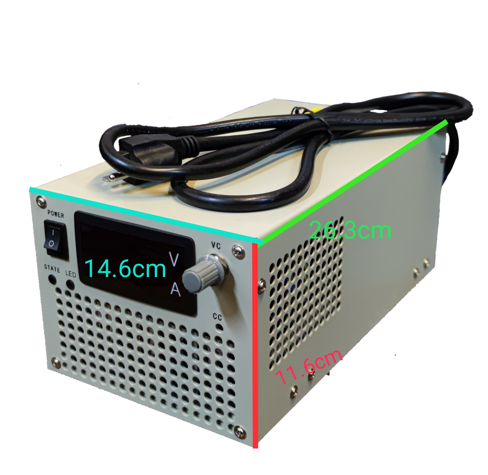 ZwitseRise 48V 30A regulated power supply with digital display and cooling vents