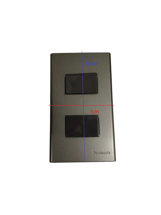 Panasonic 2 Gang 3 Way Switch 16A 250V with Plate Cover Metallic Gray WEG6802MH-1/2XWEG5002HK-5
