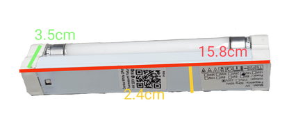 4W T5 ultraviolet lamp with fixture from Electx Electrical Supply showing compact white design with measurements