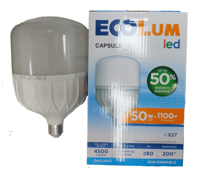 Ecolum 50W LED Capsule E27 220V Daylight 50W LED Bulb