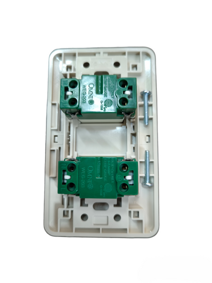 Omni 2 Gang Flat Pin Outlet with Ground 16A 250V Classic Series WEP-102+(WEG-203x2)