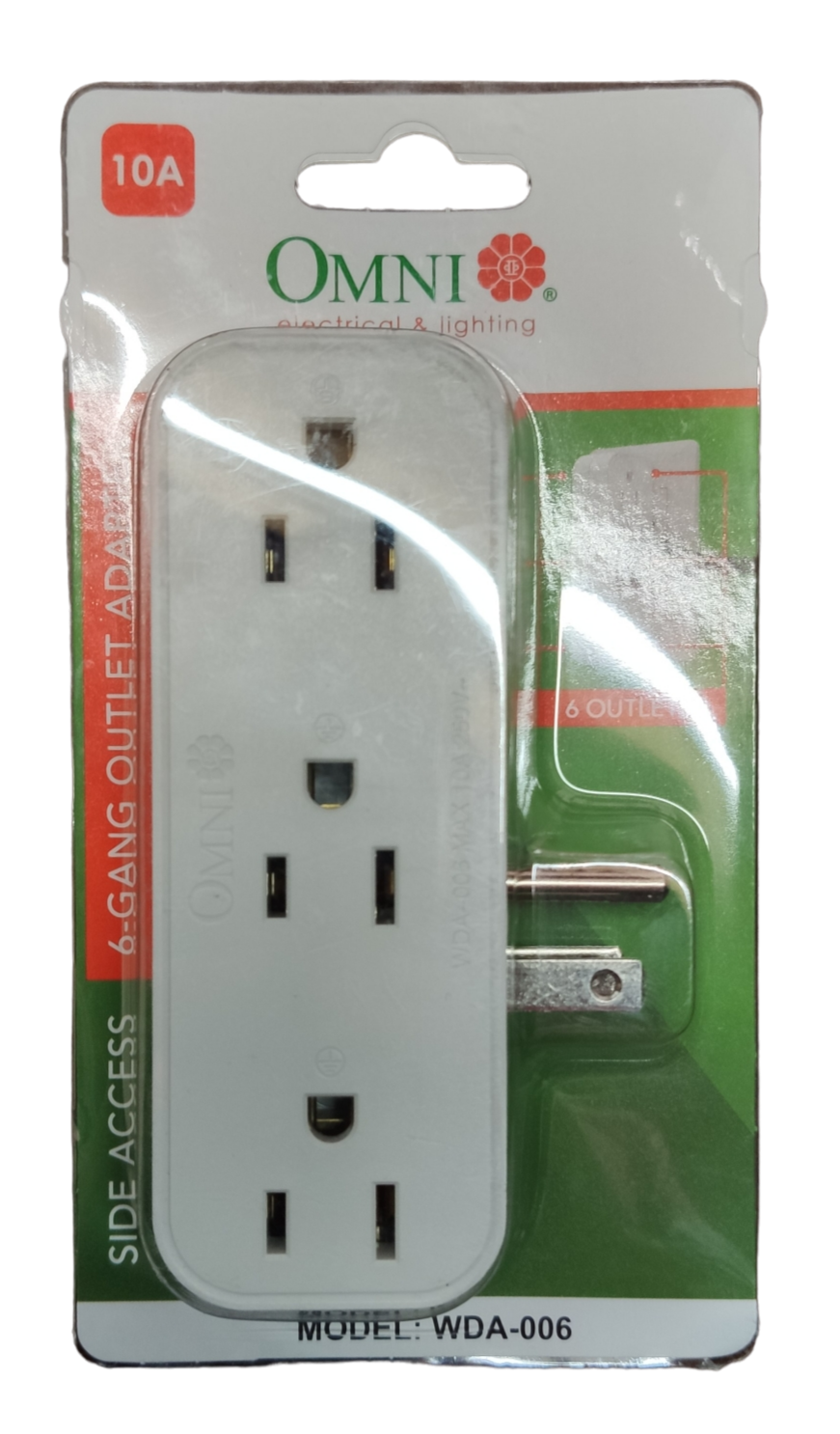 Omni 6 Gang Outlet Adaptor 10A 250V WDA-006
