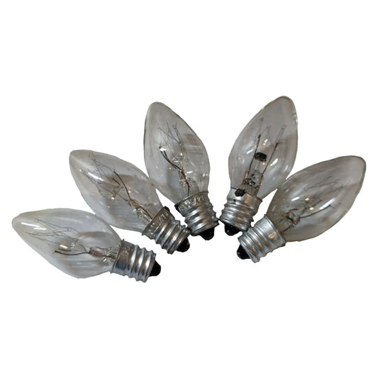 Pollux 5W Pilot Light E12 220V C7 1/2 Small Candle Shape Bulb Clear Tint Color Available in Clear, Green, Red, Blue and Yellow
