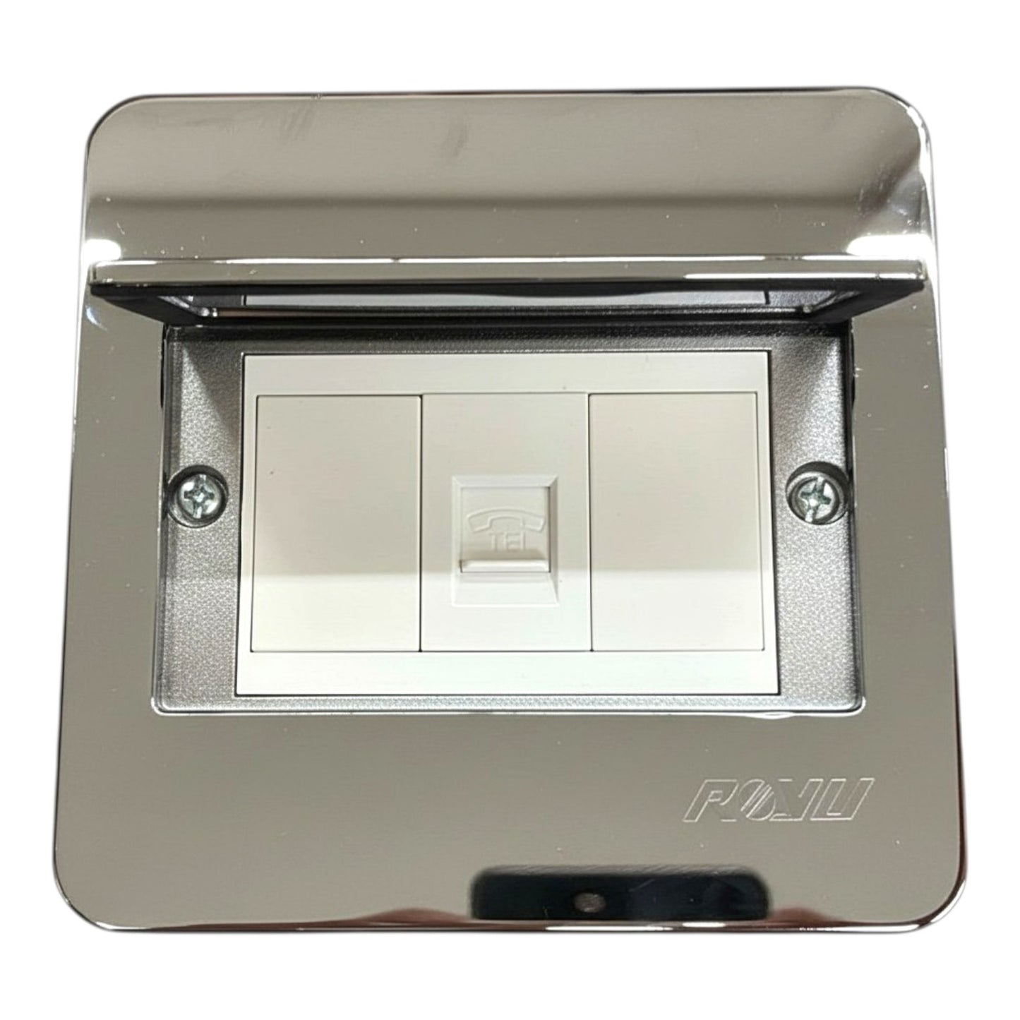 Royu Floor Outlet 1 Gang Telephone Outlet Available in Gold and Chrome
