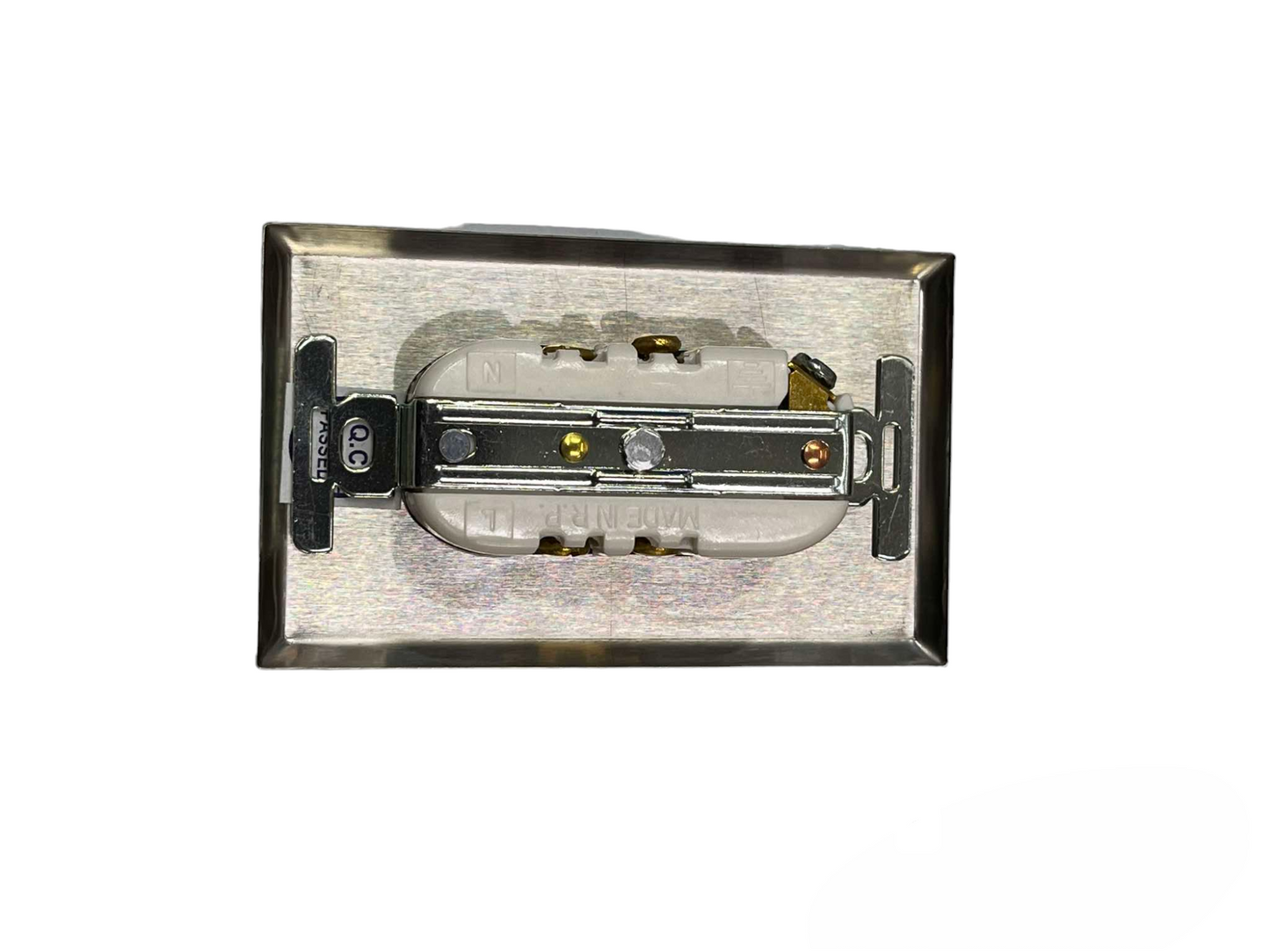 Eagle Duplex Universal Outlet 15A 250V with Ground Brown with Stainless Plate Cover CAT828B/CAT132SSP