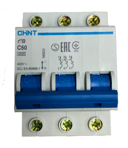 Chint 50A 3Pole Miniature Circuit Breaker 4.5 KAIC 220V (DIN Rail Type) (MCB)