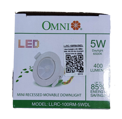 Omni 5W LED Movable Downlight 220V Daylight, 5W Mini Recessed Movable Downlight 350 Lumens