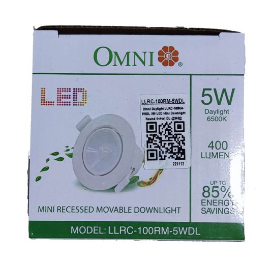Omni 5W LED Movable Downlight 220V Daylight, 5W Mini Recessed Movable Downlight 350 Lumens