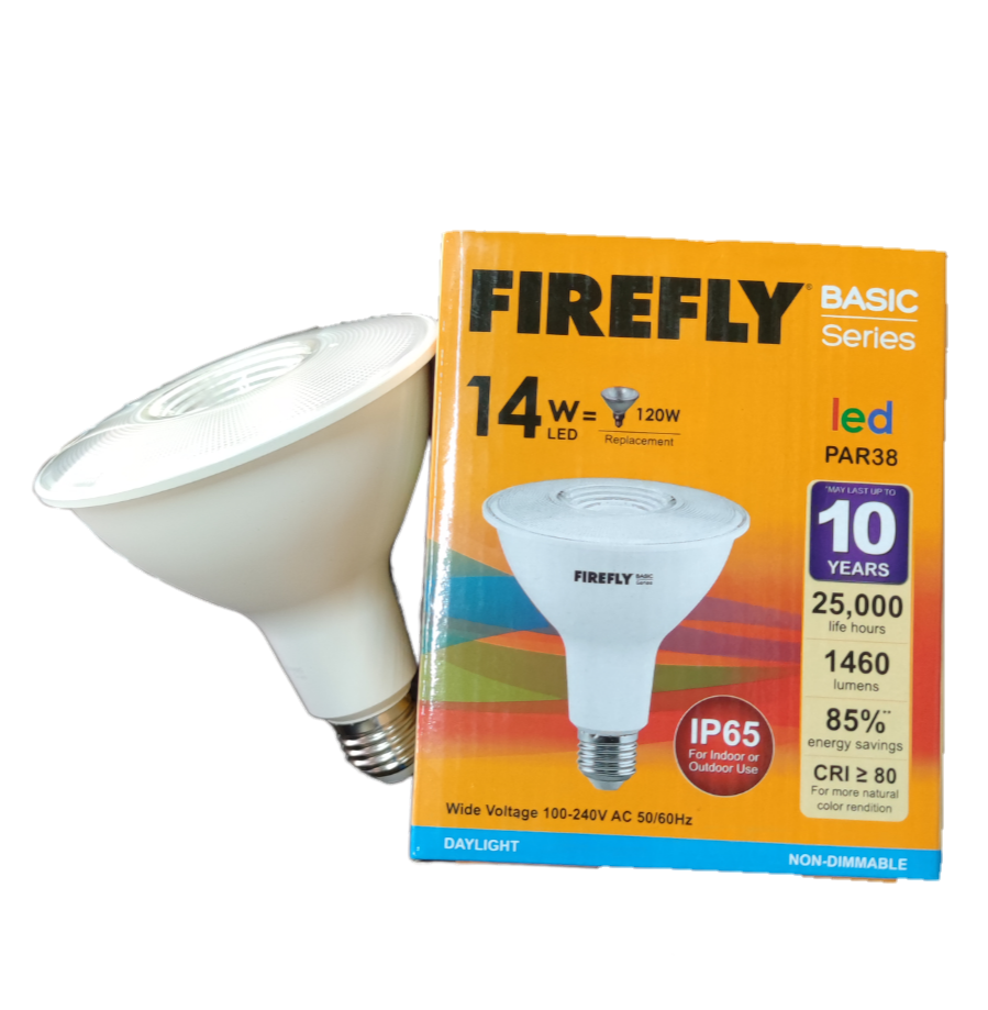 Firefly 14W LED PAR 38 E27 Available in Daylight (6500K) or Warm White (3000K)