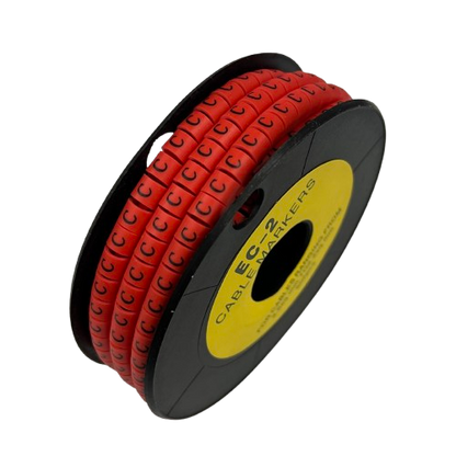 500pcs Cable Marker Red - C on a spool for organized cable management and easy identification