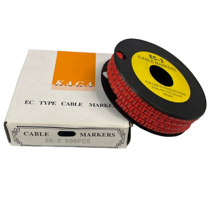 500pcs Cable Marker Red - F on a spool, ideal for organizing and labeling cables efficiently