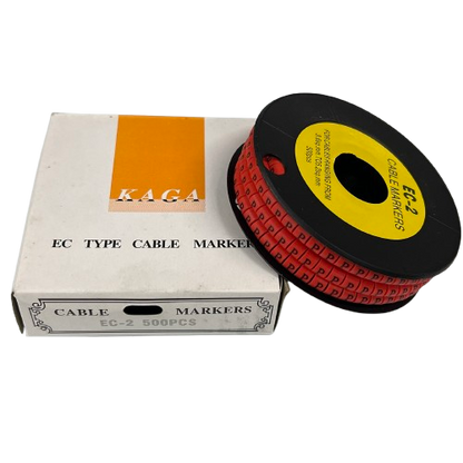 Grippes 500pcs Cable Marker Red - P in a roll with packaging for effective cable management