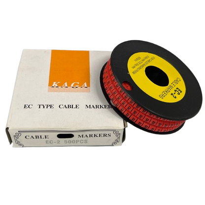 Grippes 500pcs Cable Marker Red - R on a spool with packaging for organized cable management