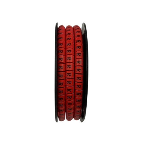 500pcs Cable Marker Red - R in a spool for organized cable management and labeling