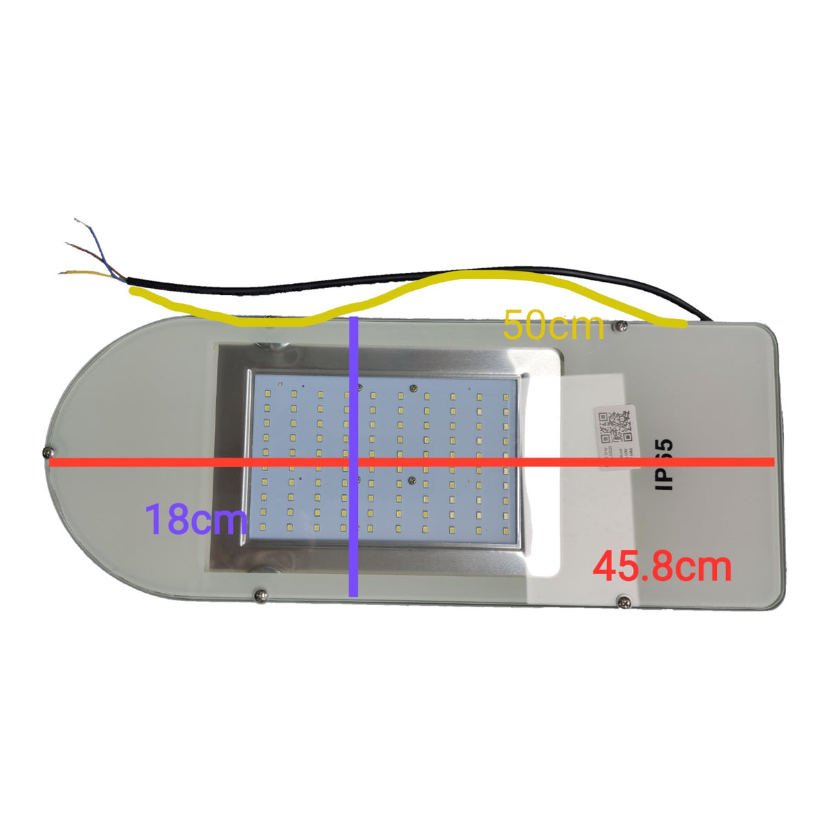LED light bar with dimensions labeled on a white background