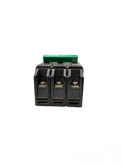 Taiyou 50A 3 Pole Circuit Breaker 10 KAIC with black casing and green switch handle