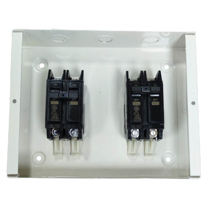 50A MTS 2 pole single phase switch in a white enclosure for electrical circuit applications