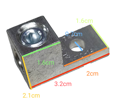 50mm electrical connector lug made of durable metal with multiple measurement markings for easy installation