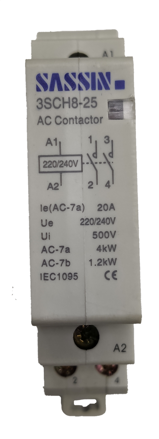 Sassin Miniature Contactor 20A 220V 2NO ( 1 Module DIN Rail Type)
