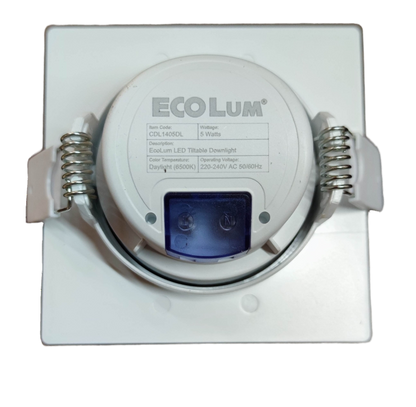 Ecolum 5W LED Tiltable Recessed Downlight Daylight 6500K 220V 3.5 Inches Tiltable Recessed