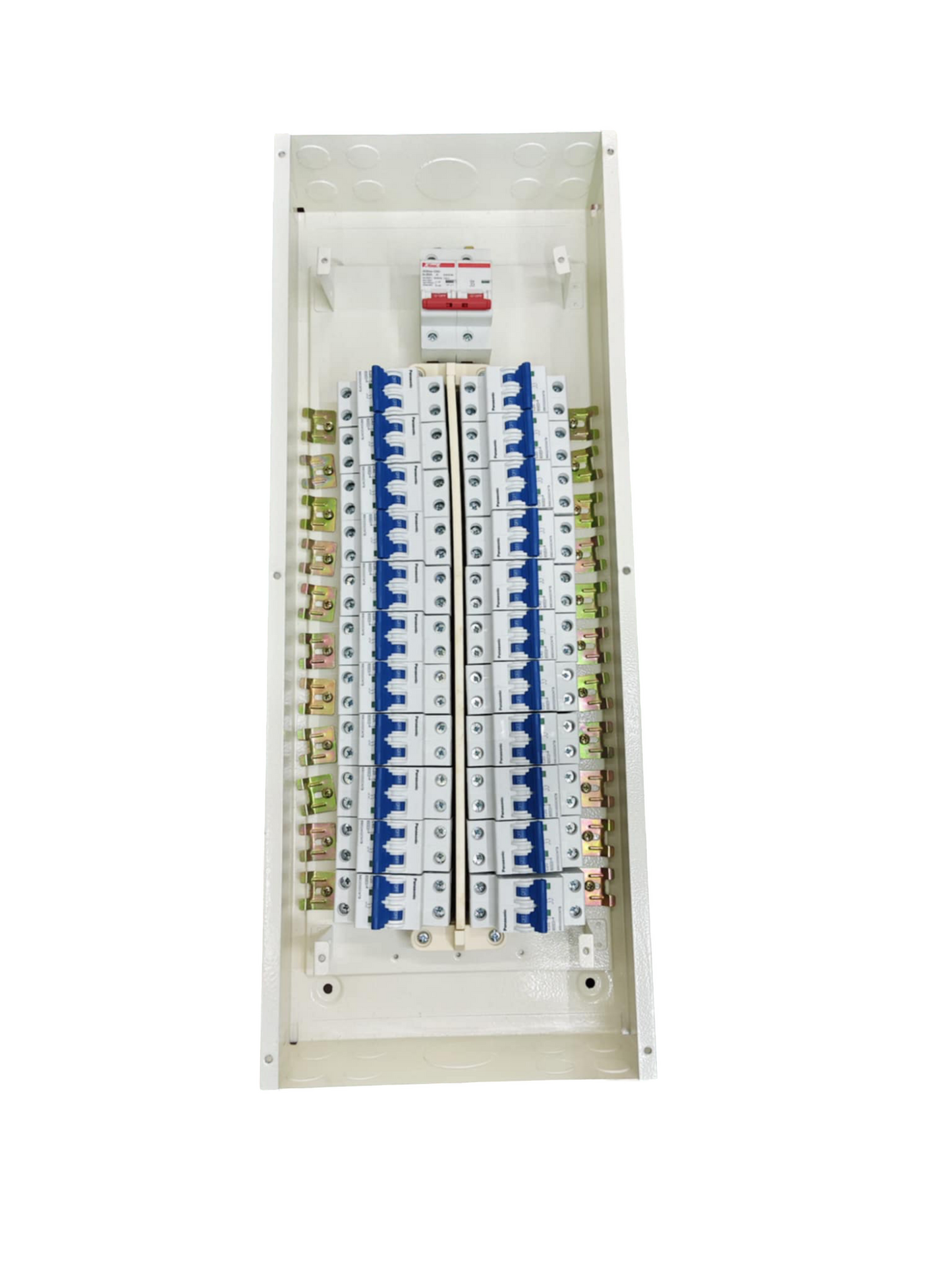 Panel Board 100A 2 Pole Main Himel Miniature Circuit Breaker 22 Branches 2 Pole Panasonic for Miniature 3 Modules Metal Base