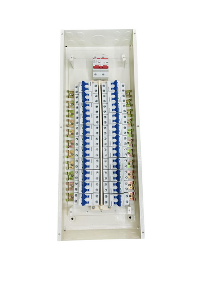 Panel Board 100A 2 Pole Main Himel Miniature Circuit Breaker 22 Branches 2 Pole Panasonic for Miniature 3 Modules Metal Base