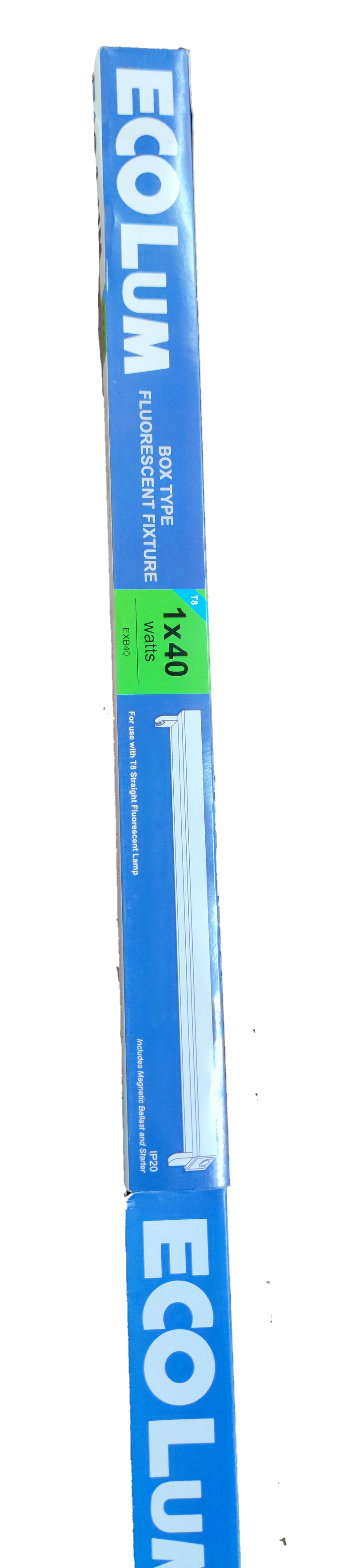 Ecolum 1x40W Box Type Fluorescent Fixture 220V EXB40 Fixture Only