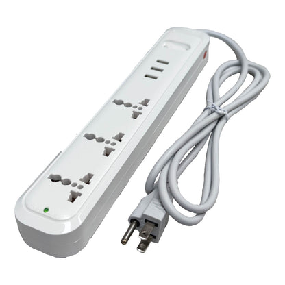 Omni 3 Gang  Extension Cord With 3 USB Outlet 3 Gang Universal Outlet and 3 USB with 1 Main Switch 2500W 2.1A USB 5V USB-303-PK