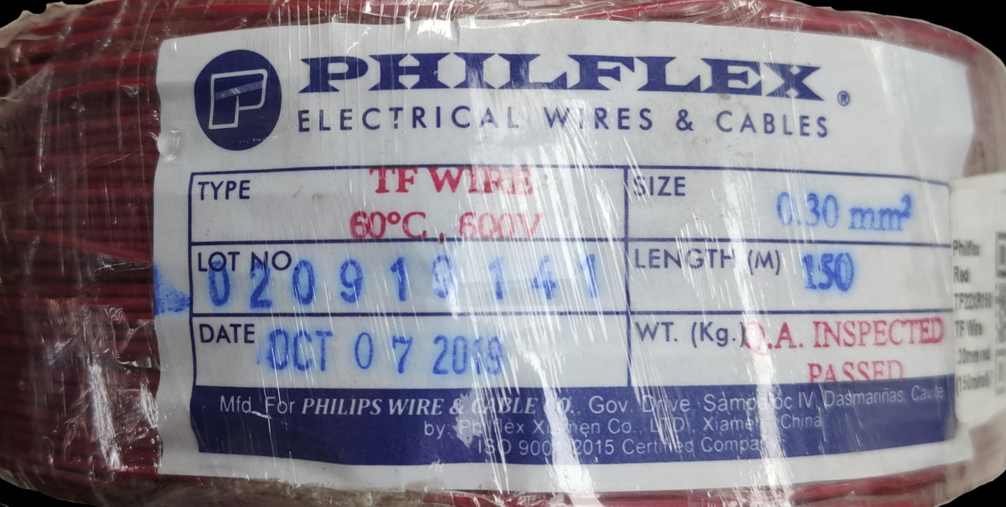 Philflex TF Wire AWG 22 Stranded (Hook Up Wire/ Thermoplastic Fixture Wire)