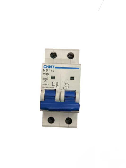 Chint 50A 2Pole 6KAIC 220V with indicator Miniature Circuit Breaker  NB1-63 2P C50 6KADB