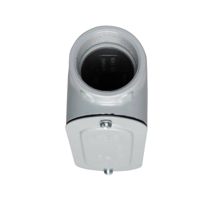 A white plastic cylindrical component with a threaded opening at the top and a mounting screw at the bottom, shown on a plain white background.